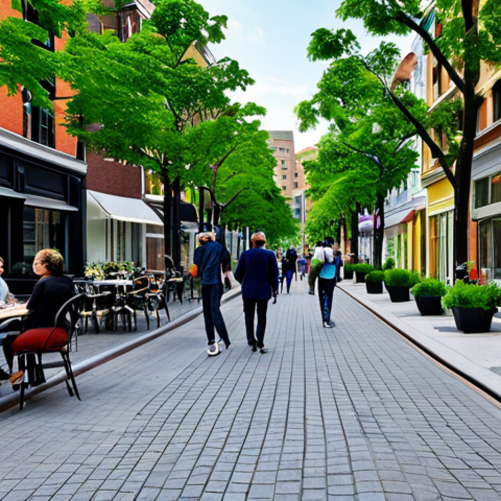 주거환경개선 사업 - Revitalized Urban Neighborhood**

"A bustling street scene in a revitalized urban neighborhood, feat...