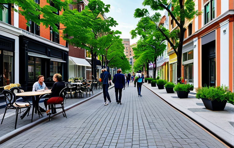 주거환경개선 사업 - Revitalized Urban Neighborhood**

"A bustling street scene in a revitalized urban neighborhood, feat...