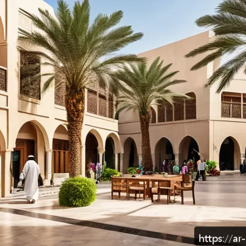 소셜믹스 주거정책 - A vibrant urban neighborhood in an Arab city showcasing a diverse community with families of varying...