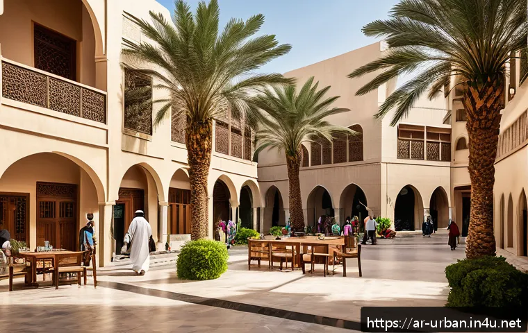 소셜믹스 주거정책 - A vibrant urban neighborhood in an Arab city showcasing a diverse community with families of varying...